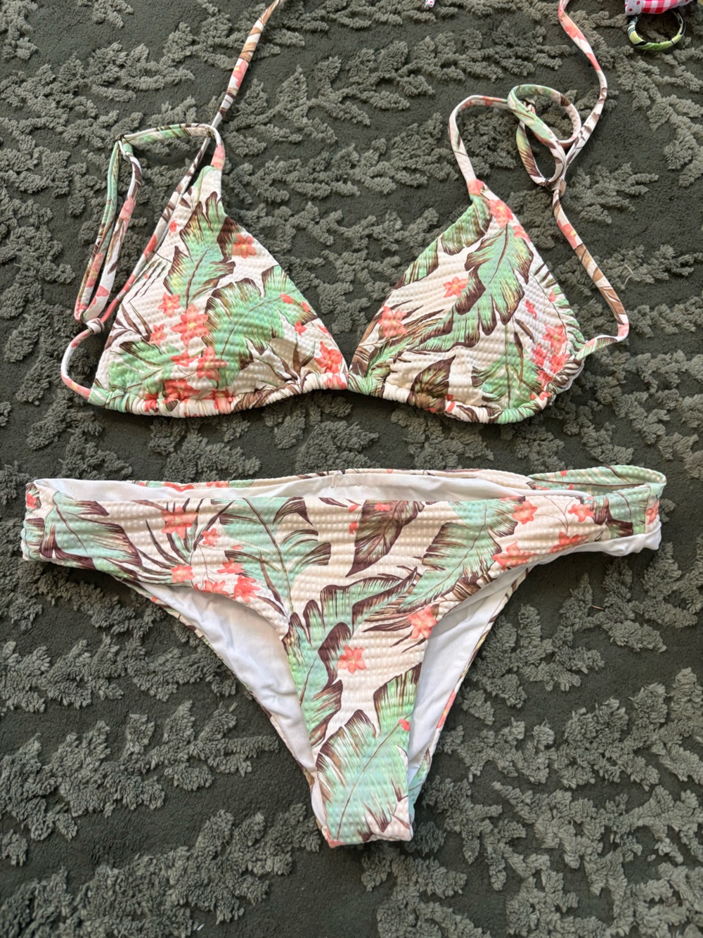 Rip Curl Floral Triangle Bikini - Pink, Green & Brown